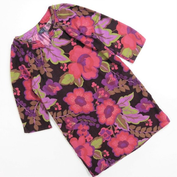 Sz M (8) Gap Kids Kensington Pink Purple Floral Corduroy Dress - Picture 2 of 10